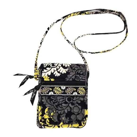 Vera Bradley Handbags - Vera Bradley Yellow‎ & Black Baroque Small Crossbody Handbag
